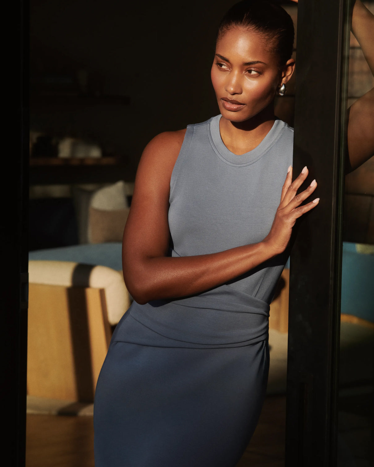 SPANX AirEssentials? Draped Tank Midi Dress | Rain - Image 2