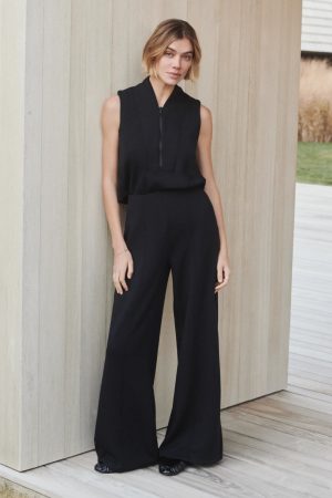 SPANX AirEssentials? Shawl Collar Half Zip Jumpsuit | Very Black