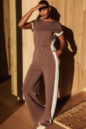 SPANX AirEssentials? Colorblock Jumpsuit | Dark Cacao Stripe