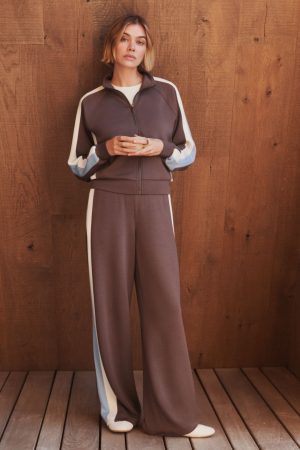 SPANX AirEssentials? Colorblock Track Pant | Dark Cacao Stripe