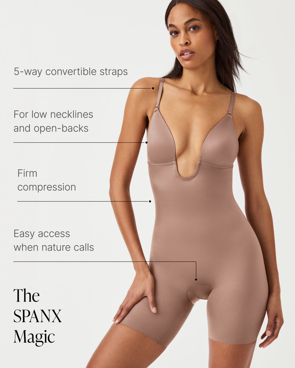 SPANXshape? Suit Your Fancy Plunge Low-Back Mid-Thigh Bodysuit - Image 5